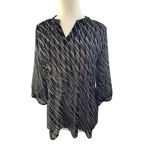 NEW Chicos Long Sleeve Sheer Casual Blouse Womens Top